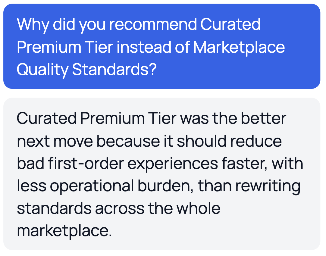 Recommendation explanation screen